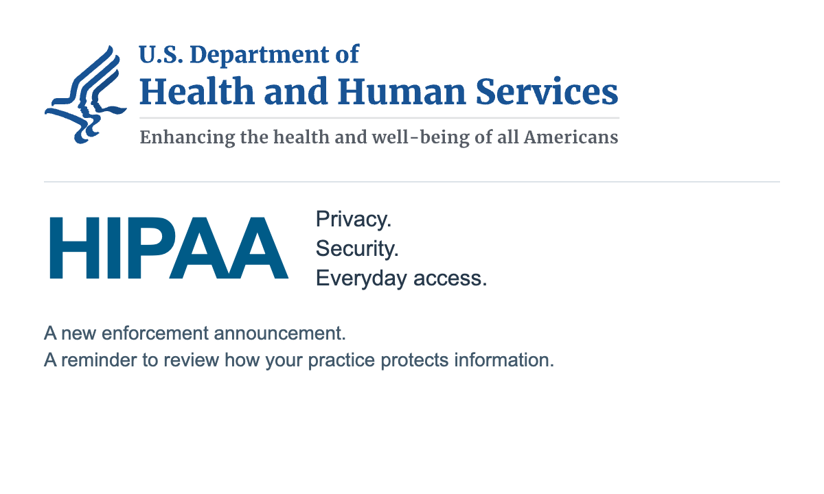 HHS department logo and HIPAA title introducing the privacy and security enforcement story.