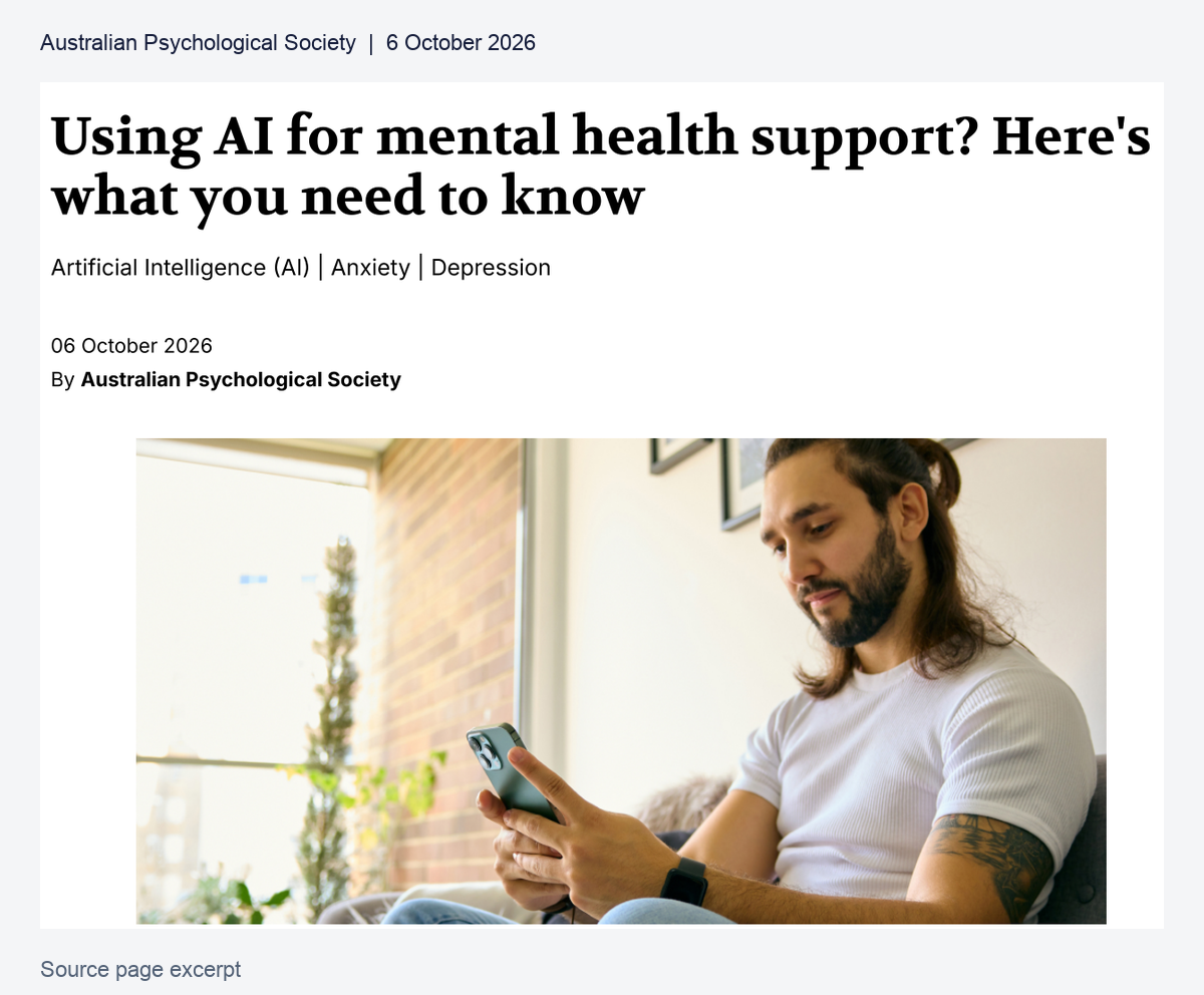 The actual APS article published October 6, 2026, showing its original title, date, byline and photograph of a man using his phone.