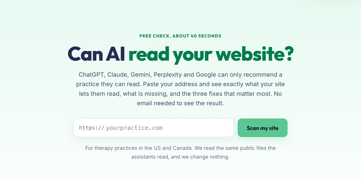 The free scan on moonraker.ai: Can AI read your website? Paste your address and scan.