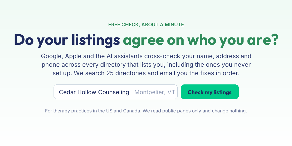 Do your listings agree on who you are? The free listing check for therapy practices
